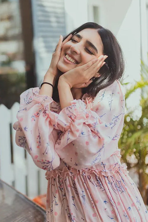 Floral Pink Midi Dress